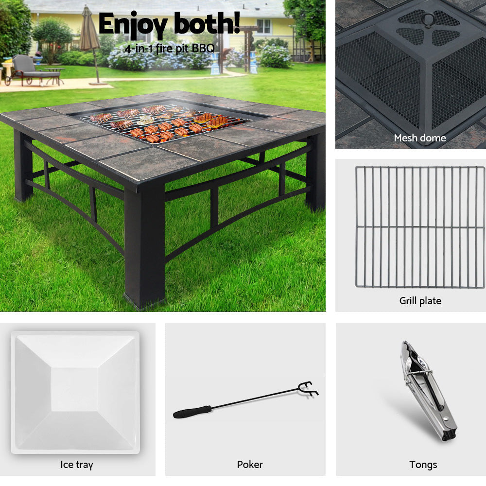 Fire Pit BBQ Grill Smoker Table Outdoor