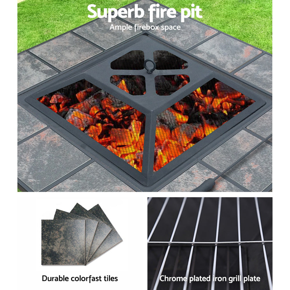 Fire Pit BBQ Grill Smoker Table Outdoor