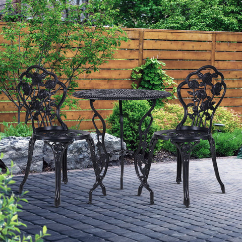 Gardeon 3PC Outdoor Setting Cast Aluminium - Black