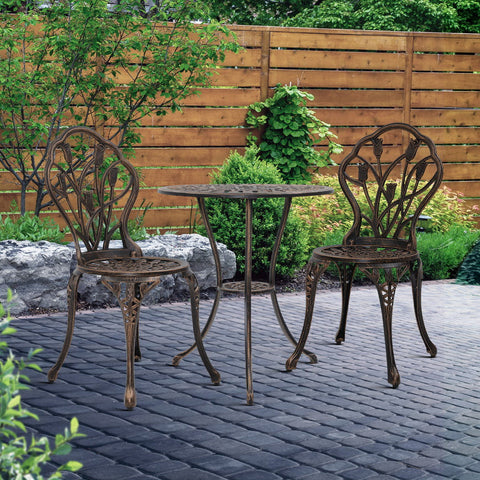 Gardeon 3PC Outdoor Setting Cast Aluminium Bistro - Bronze